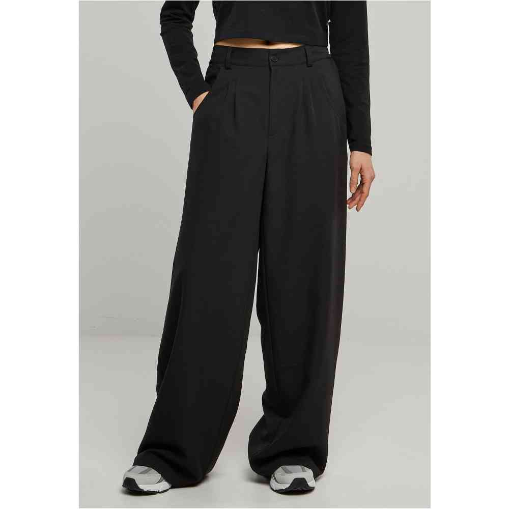 Urban Classics - Ultra Wide Pleat-Front Pantalon large - Noir